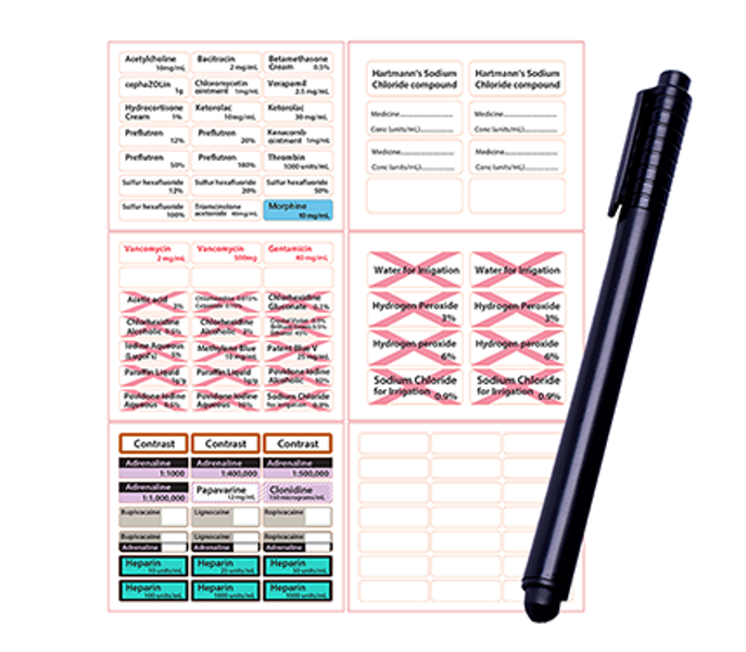 Labels & Pen Pack with Waterproof Pen and Drugs_Rinsing Label sheets