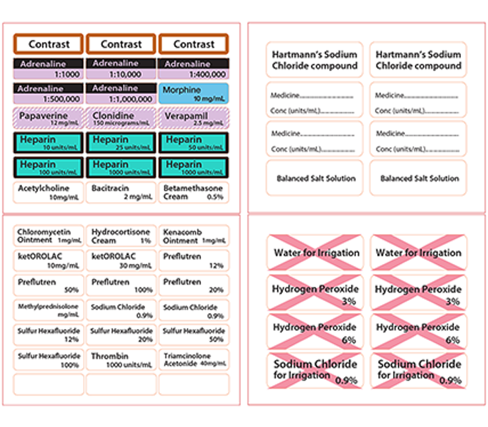 Labels & Pen Pack with Pen and  Drug_Water_Rinsing & IV Lines Label Sheets