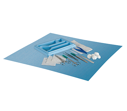 Micro Suture Pack with Derf Needle Holder Iris Scissors Adson Micro Forceps Scalpel and Tray and Swabs