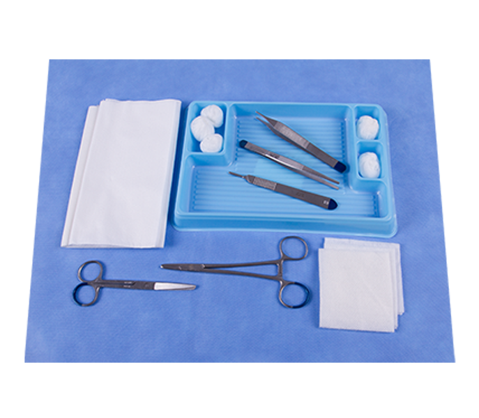 Suture Pack with Tray with 4 Compartments