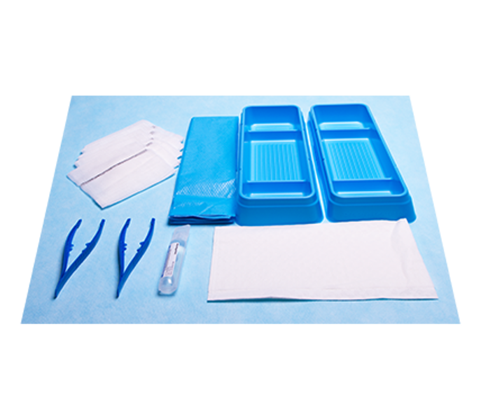 Catheter Pack with X-Ray Detectable Gauze Swabs and Drape and Rectangular Fenstration
