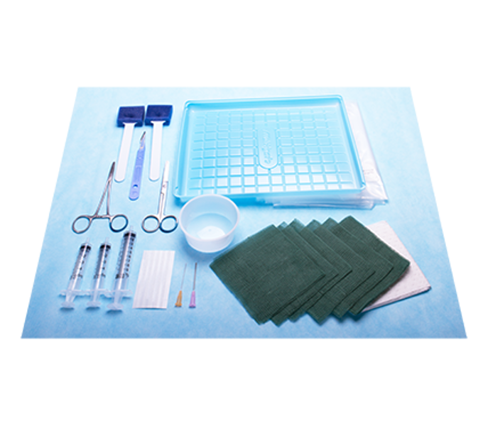 CVC Pack with Paediatric Drape Rectangular Tray Webster Needle Holder Foam Prep Sponge and Multistrip Skin Closure