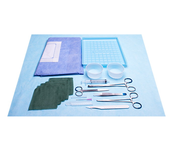 Minor CVC Pack Rampley Forceps Adson Tissue Forcep Mayo Hegar Needle Holder and CVC Drape