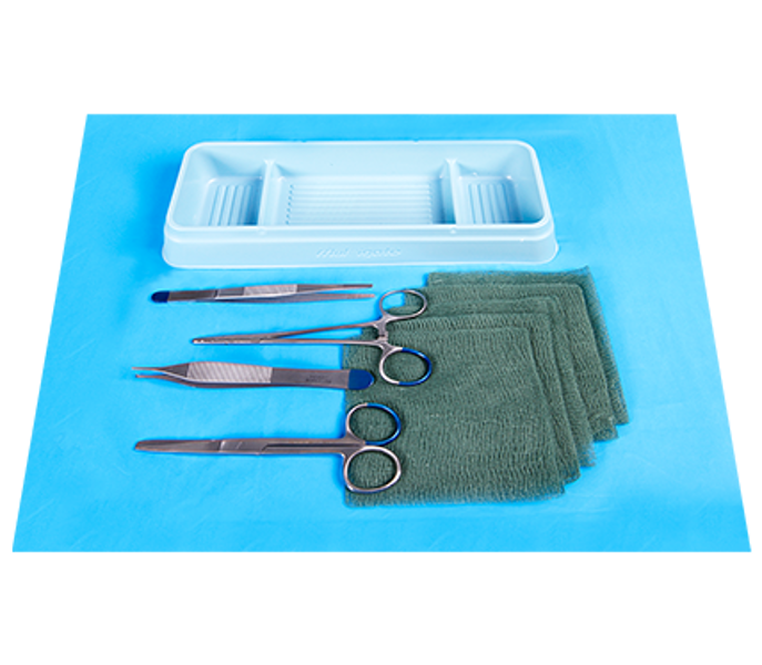 Suture Pack with Tray with 3 Compartments