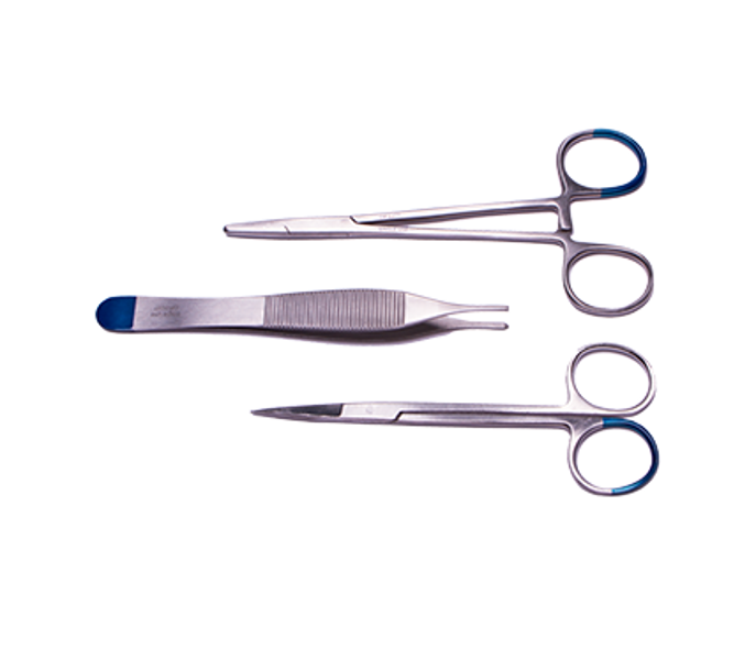 Fine Suture Pack with Webster Needle Holder  Iris Scissors and Adson Tissue Forceps