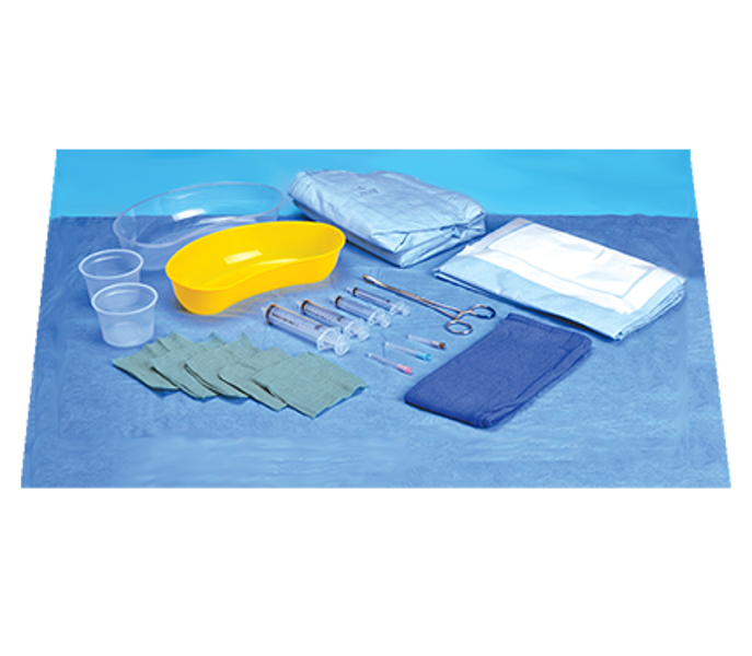 Epidural Pack with extra Syringes Needles Kidney Dish and Compro Gown