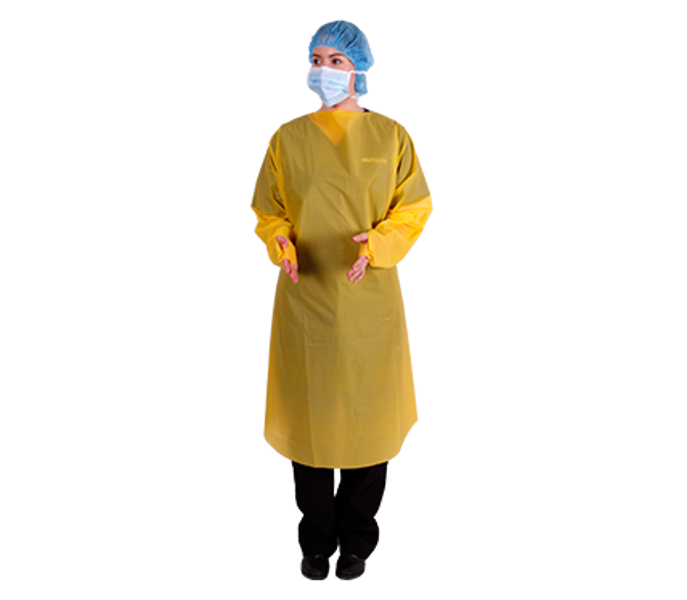 Isolation Gown Thumb Secure Yellow