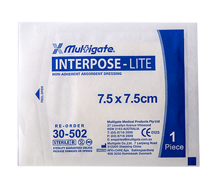 Interpose Lite Non-Adherent Dressing 7.5cm x 7.5cm - Multigate