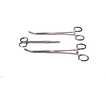 Delivery Instrument Pack with 2 Rochester-Pean Haemostatic Curved Forceps and a 14.5cm Mayo Operating Scissors