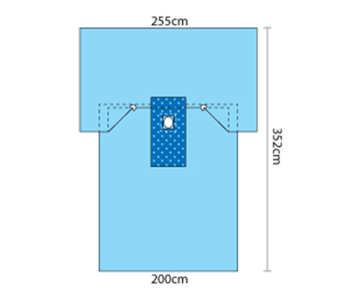 Paediatric Drape with Adhesive Oval Aperture and Tube Holder Fasteners