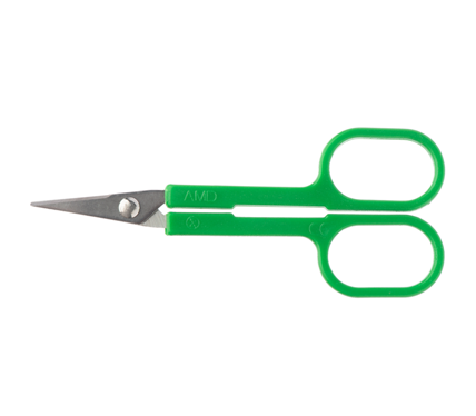 Iris Scissors - Sharp-Sharp Straight with  38mm Blade & Green Plastic Handle