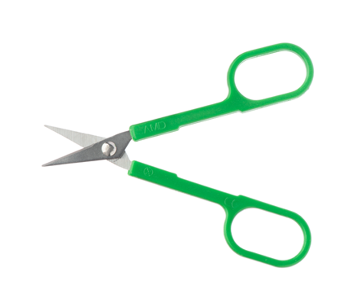 Iris Scissors - Sharp-Sharp Straight with  38mm Blade & Green Plastic Handle 11.5cm