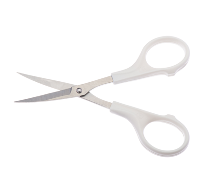 11.5cm Iris Scissors - Sharp-Sharp Curved with 58mm Blade & White Plastic Handle