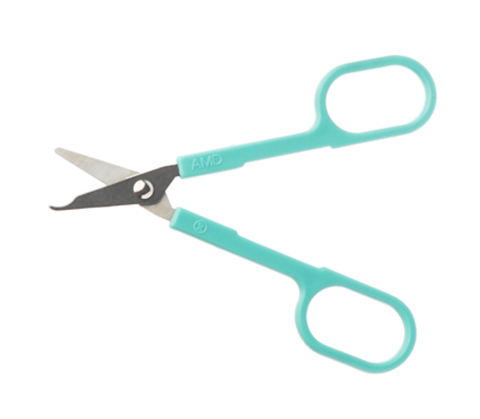 11.5cm Suture Scissors - Sharp-Blunt with Aqua Plastic Handle