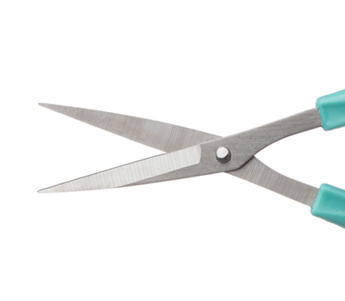 Multigate Iris Scissors - Sharp-Sharp Straight with 58mm Blade & Aqua Plastic Handle