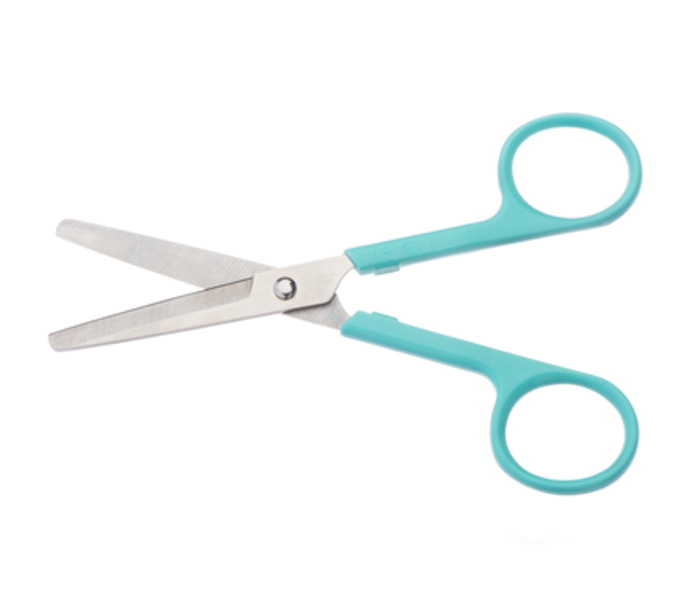 13cm Universal Scissors - Blunt-Blunt Straight with Aqua Plastic Handle
