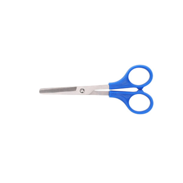 Universal Scissors - Blunt-Blunt Straight with Aqua Plastic Handle