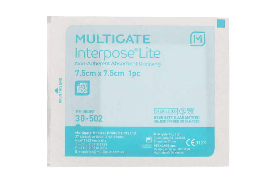 Interpose Lite Non-Adherent Dressing 7.5cm x 7.5cm - Multigate