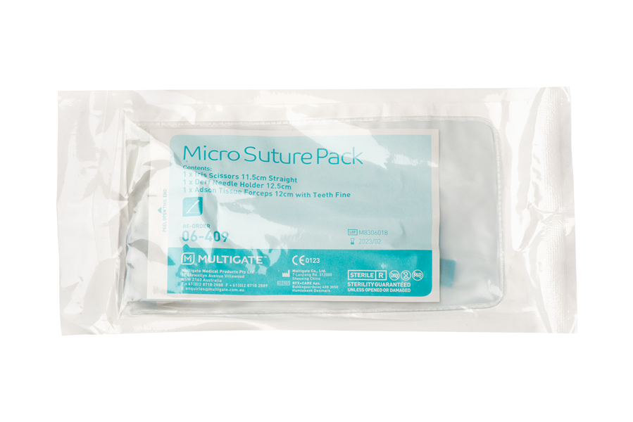 Micro Suture Pack with Micro Suture Pack with Derf Needle Holder Iris Scissors Adson Tissue Forceps
